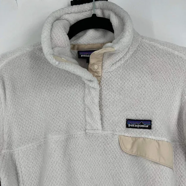 PATAGONIA Women's‎ Re-Tool Snap-T Fleece Pullover white medium cozy soft jacket - Image 5