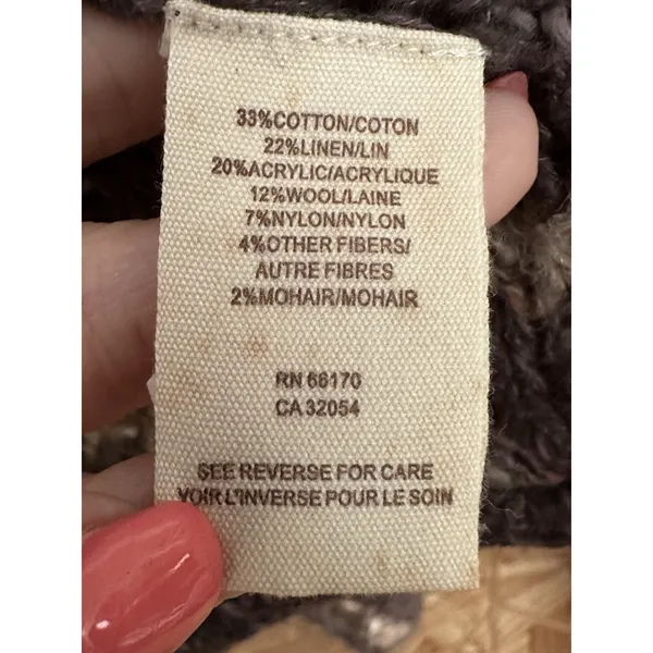 Free People Runaway Love‎ Crochet Chunky Knit Small Brown Cardigan Sweater #HR-6 - Image 3