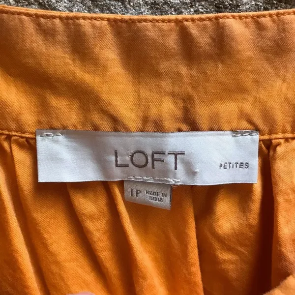 Loft Petite Flutter Sleeve Square Neck tangerine Top Orange cotton modal Large - Image 5