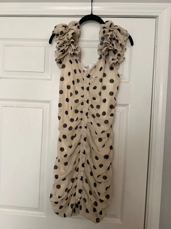 SHEIN Beige Polka Dot Mini Dress with Black Dots - Image 3