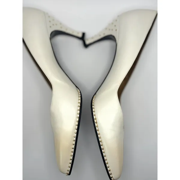 Stuart Weitzman Off White Leather Studded Pointed Toe Pumps Heels Size 7.5 - Image 6