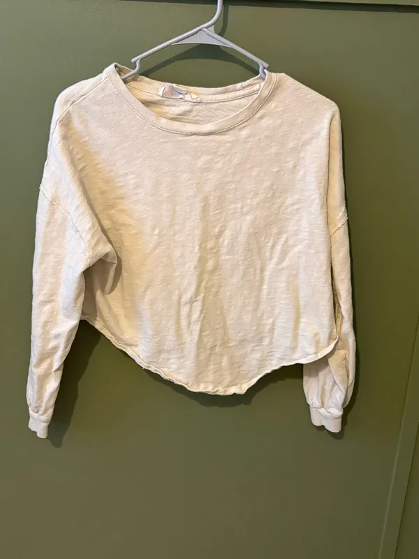 Free People Beach Cream Cropped Long Sleeve Tee - Image 2