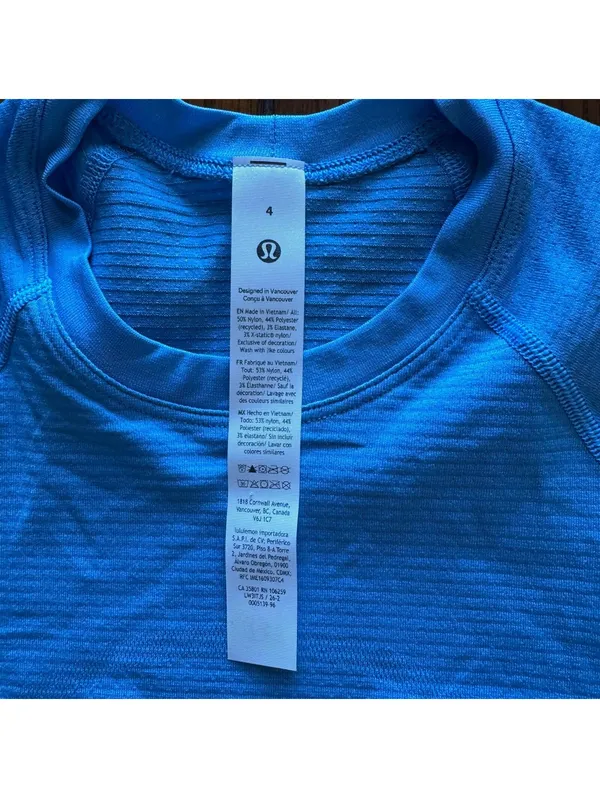 Lululemon Swiftly Tech Cropped Short Sleeve 2.0 Ocean Wave Size 4 NWT - Image 5