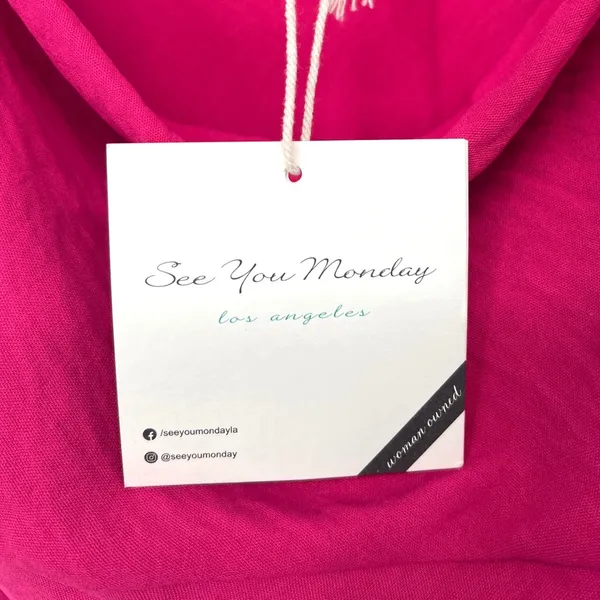 See You Monday Y2K‎ Hot Pink Cowl Neck Fit Flare Mini Dress MED Festival Barbie - Image 7
