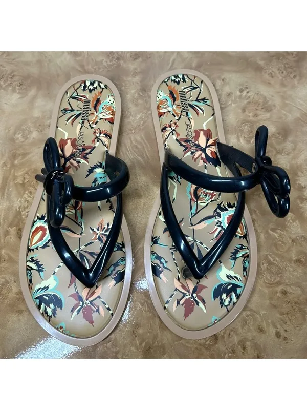 Melissa x Jason Wu Rare Black Bow Jelly Sandals Flip Flops Flats Women's 8 - Image 3