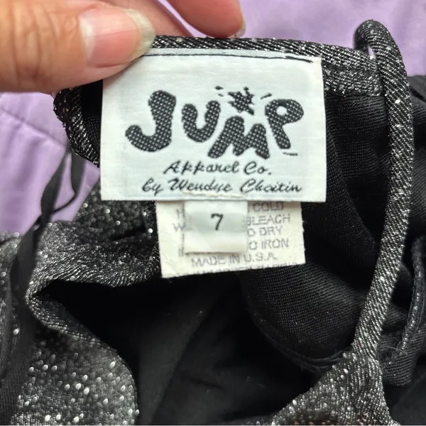 Jump Vintage 90s Black + Silver Glitter Full Length Sleeveless Prom Dress - Image 7