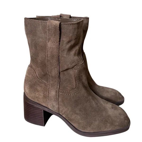 Steve Madden Romney Brown Suede Western Ankle Boots Square Toe Block Heel 6 - Image 2