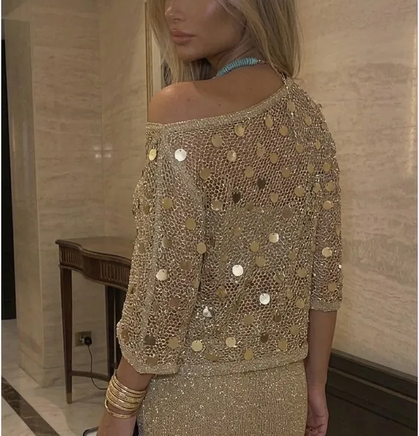 Gold Sequin Mesh Cover - Image 5