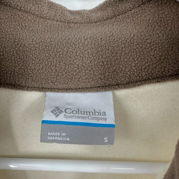 Columbia size small fleece quarter zip pullover sweatshirt cream‎ brown - Image 4
