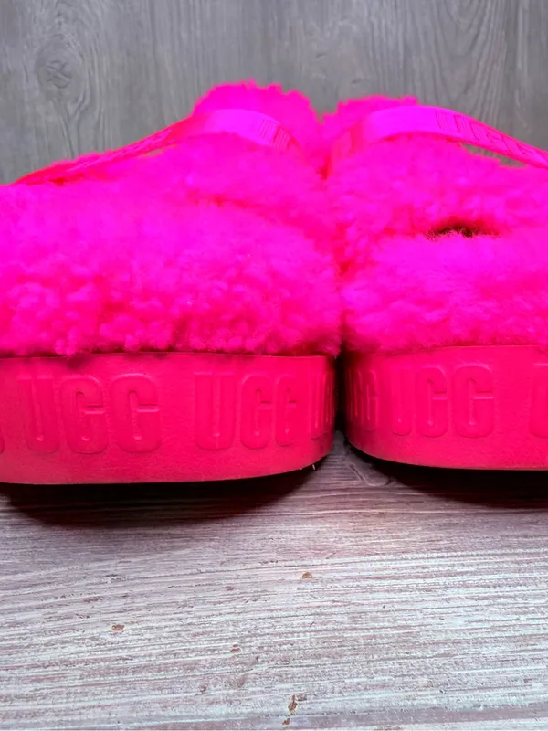 UGG Fluffita Pink Slippers wool fluffy slipper shoes sandals size 8 hot pink - Image 5