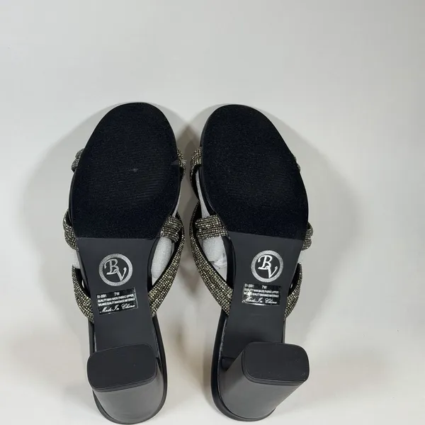 Bella Vita Size-7W Women's Heels Carmen Silver Micro Suede‎ Stones Sandals - Image 5