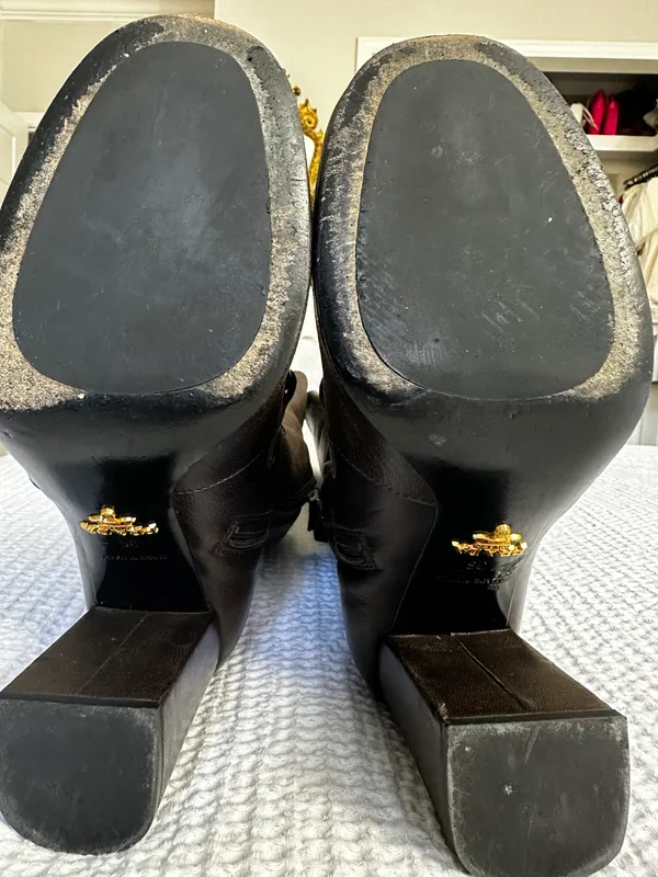 Prada Block Heel Leather Calf Boots - Image 5