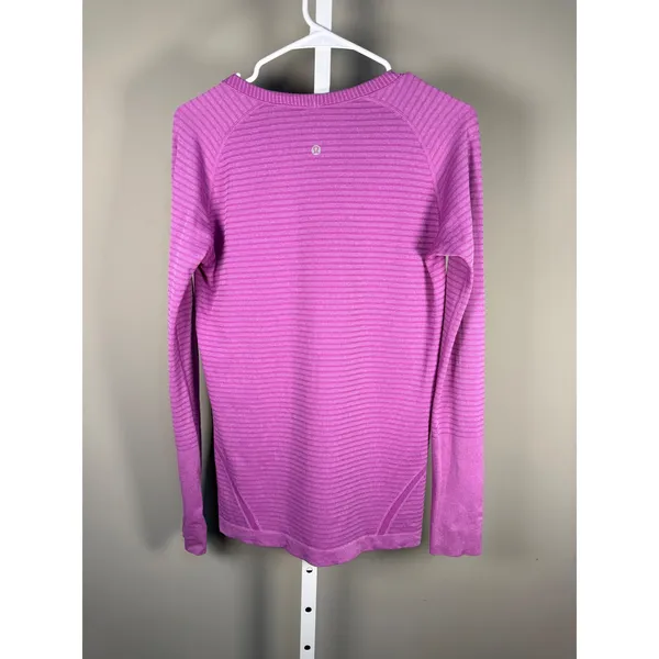 Lululemon Swiftly Tech Long Sleeve Crew‎ Ultra Violet Purple Stripe Size 10 - Image 5