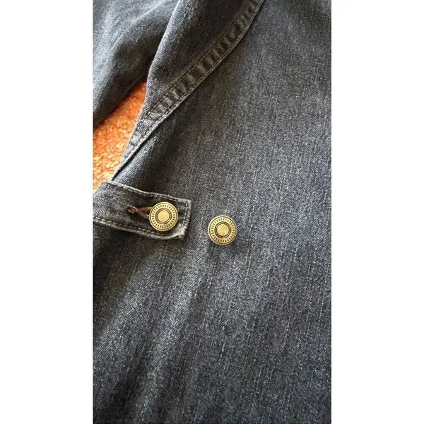 Vintage Hennes Denim Button Front Shirt Dress Dark Wash Size 36 - Image 8