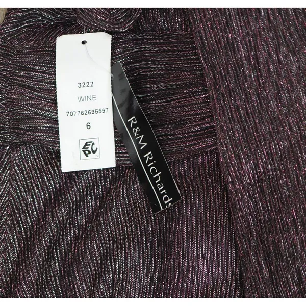 NWT R & M Richards Embellished Pleated Caplet Overlay Maxi Dress Purple Wine 6 - Image 6