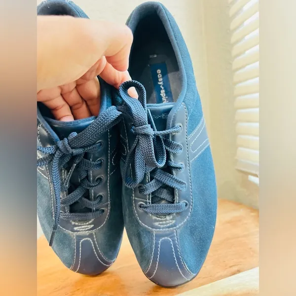 Easy Spirit Shoes Womens 9.5 M On Cue Casual Low Sneakers Blue Suede Lace Up - Image 3