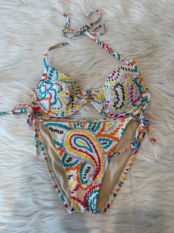 VICTORIA'S SECRET Paisley String Bikini Underwire Halter Style Size 34B / Small - Image 2