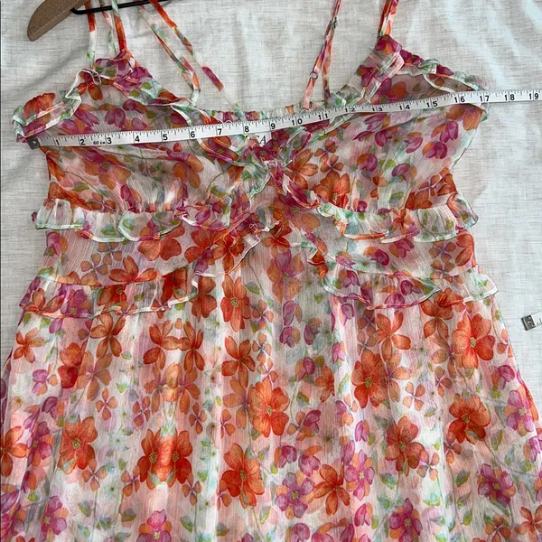 Misa‎ Los Angeles Halter Ruffle Midi Dress Floral Flowy Asymmetrical Size Small - Image 11