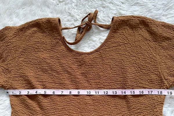 Madewell Blouse Peplum Open-Back Top Brown S - Image 11