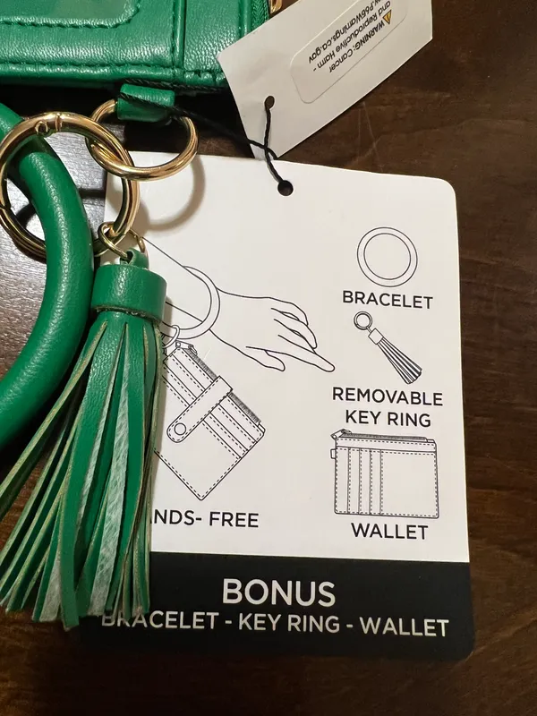 Citi Trends Green Circle Bangle PU Leather Keychain Wallet ID Card Holder - Image 5
