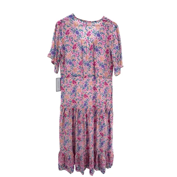 Goodnight Macaroon NWT Boho Floral Midi Dress Pink Purple Size Medium Romantic‎ - Image 5