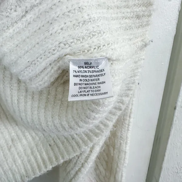 Cotton Candy‎ LA | Oversized Ribbed Turtleneck Cropped Sweater Ivory White - Image 6