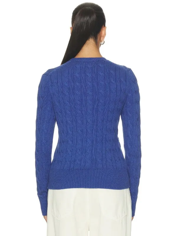 Polo Ralph Lauren Cable Knit Long Sleeve Cardigan in Charter Blue XSmall Womens - Image 2