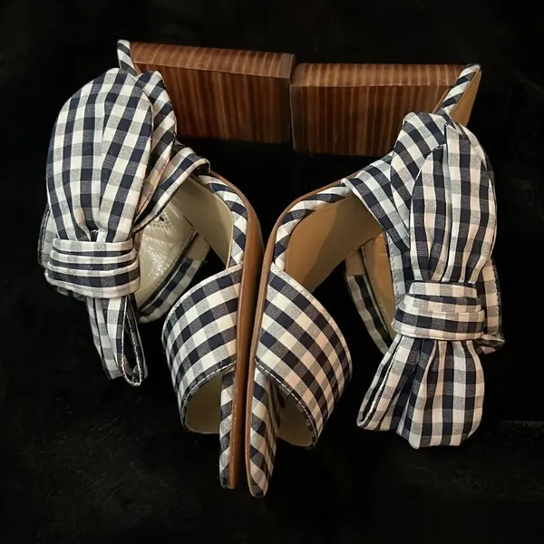 Ann Taylor Oriana gingham bow heels 5.5 - Image 4