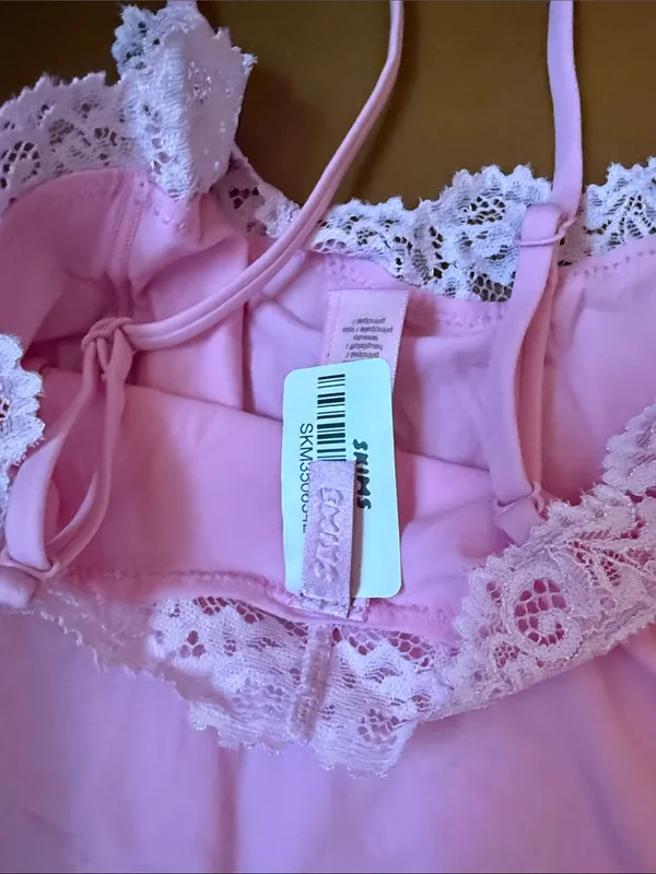 NWT SKIMS Fits Everybody pink Lace Trim Bodysuit XS (C4) - Image 5