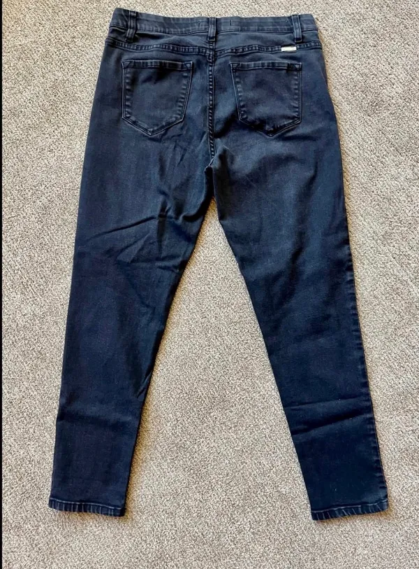 KanCan Juniors Skinny Black Dark Wash Denim Jeans 5-Pocket Stretch Zip 15/31 - Image 2
