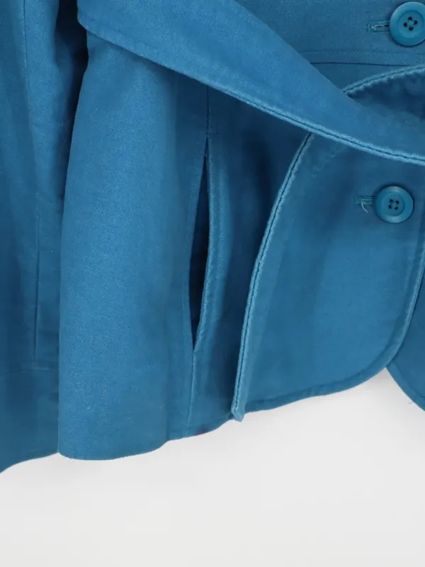 L.L.Bean Cumberland Jacket Women’s Mediim Regular Teal Blue Belted Cotton Trench - Image 7