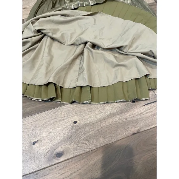 Ann Taylor Metallic Pleated Midi Skirt Size 16 Gold - Image 6