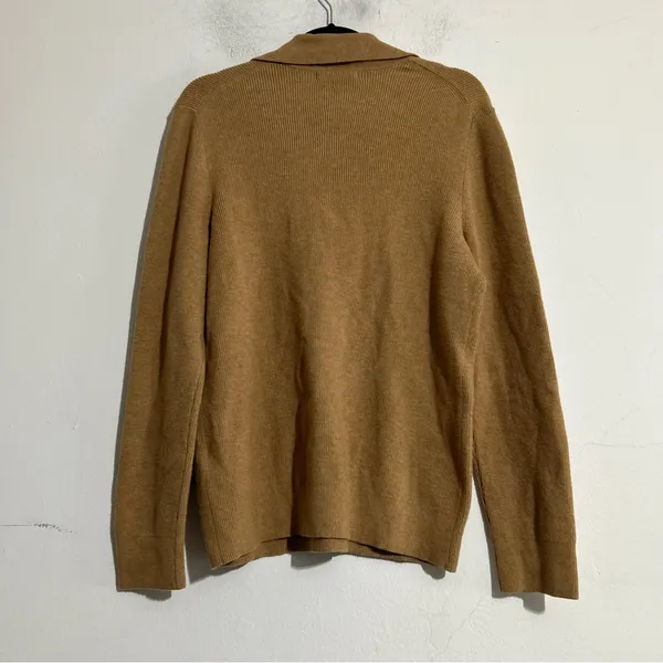 Banana Republic Factory Johnny Collar Sweater Brown Sugar Large Neutral Minimal - Image 5