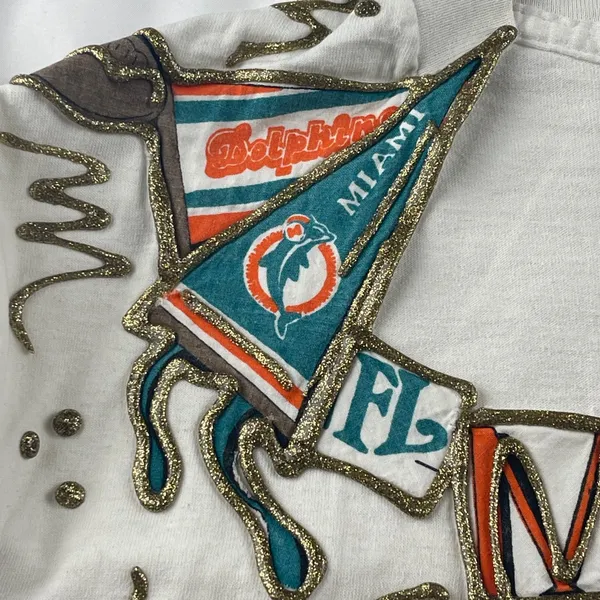 Vintage Miami Dolphins NFL Football Fan Homemade Tee Shirt‎ Adult Medium 50/50 - Image 6