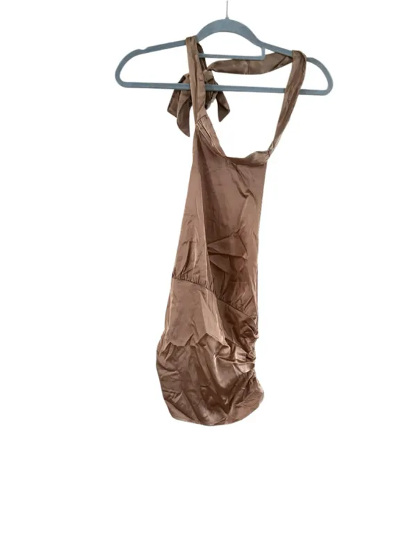 Women's CIDER Brown Halter Mini Dress M - Image 8