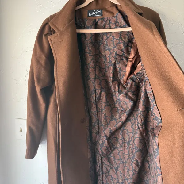 Vintage Max New York Wool Blend Long Coat Brown Large‎ Clean Girl Peppy Academia - Image 6