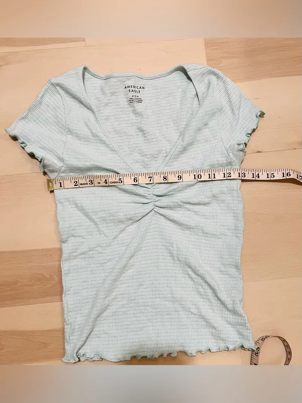 American Eagle Women Medium Cute Cottagecore Boho Retro Y2K Lettuce Trim Top - Image 5