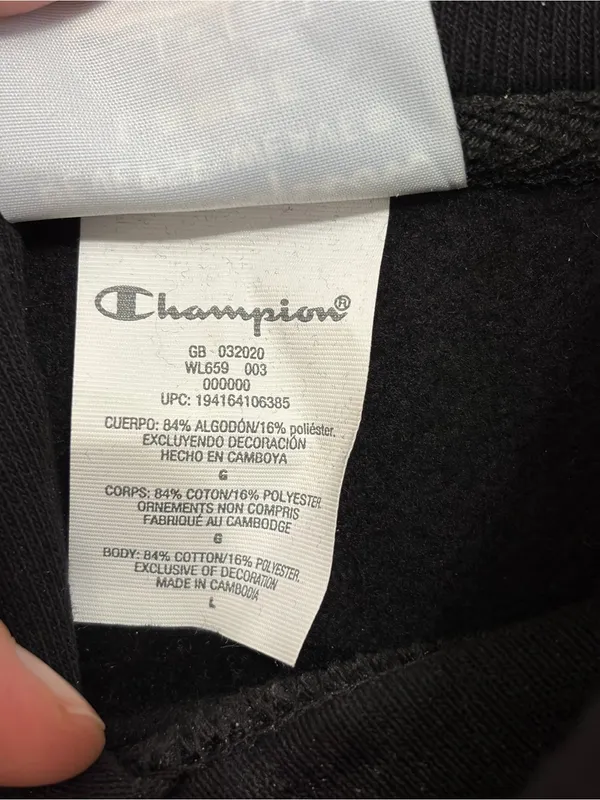 NEW Champion Reverse Weave Women’s Cropped Hoodie Sweatshirt in Black - Size L - Image 9