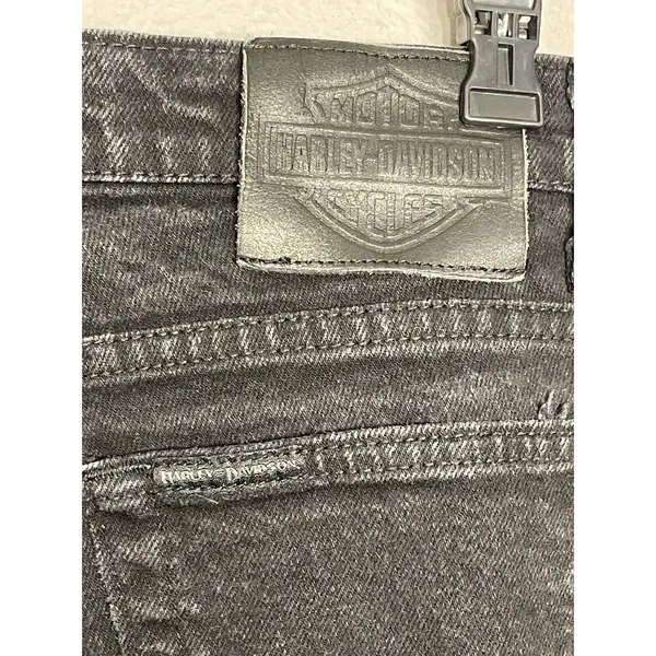 Harley-Davidson Straight Leg Jeans Womens 6P Black Denim Bar & Shield Logo - Image 4
