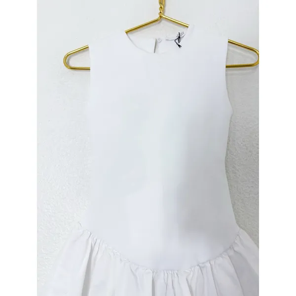 NWT Zara White Bubble Dress Size Small Sleeveless Stretch Drop Waist 4424/151 - Image 9