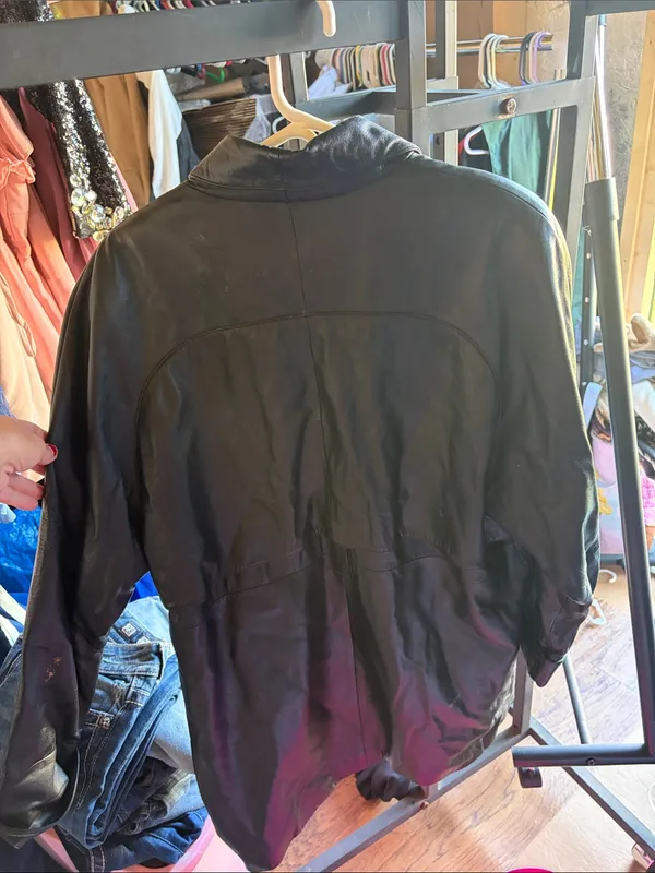 Wilsons Leather Black Button-Front Leather Blazer Coat Med - Image 4