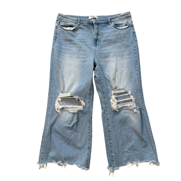 Mica Los Angeles Jeans 90's Vintage Crop Flare LightWash Distressed HighRise 20‎ - Image 2