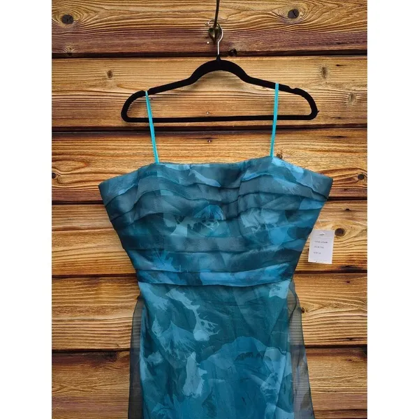 NWT Rene Ruiz Collection Teal Strapless Organza Gown Size 16 - Image 5