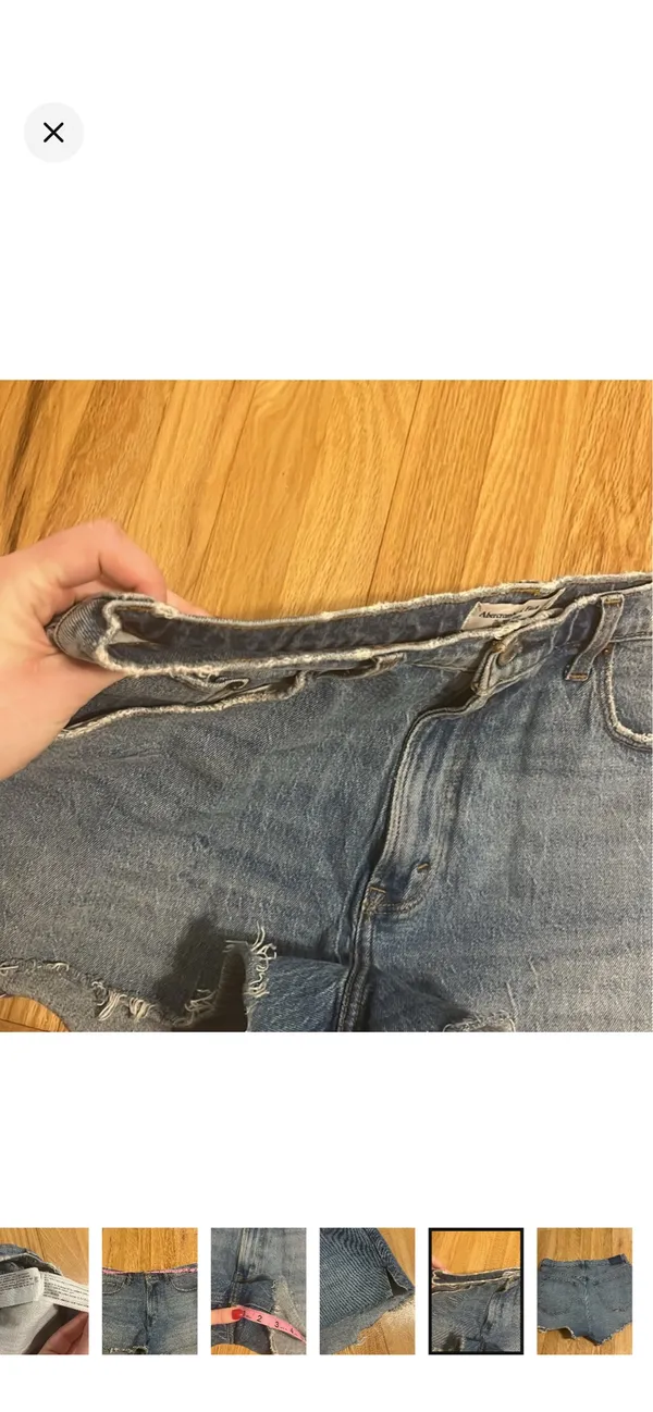 Abercrombie & Fitch | medium wash distressed high rise curve love mom short - Image 6