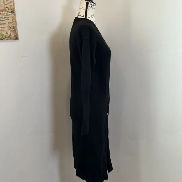 Wilfred Aritzia Merino Wool Button Front Cardigan Midi Dress Black Small 79082 - Image 3