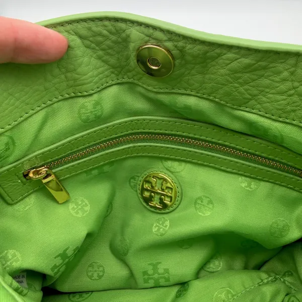 Tory Burch Crossbody Bag Green Pebbled Leather Preppy Classic Colorful Designer - Image 6