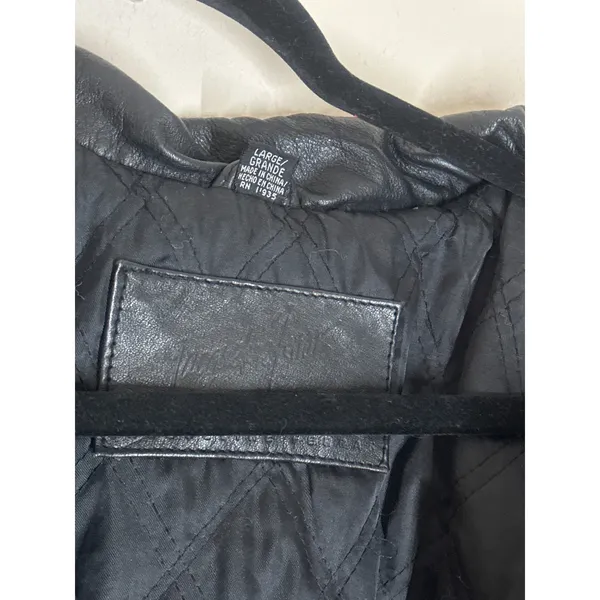 VTG Jacqueline Ferrar Women Large Black Genuine Leather Heavy Jacket Coat Large - Image 3