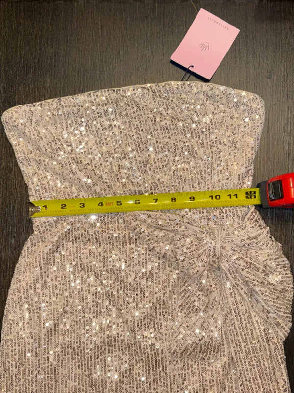 Hello Molly She’s The Gift Sequin Mini Dress Beige Party Going Out - Image 5