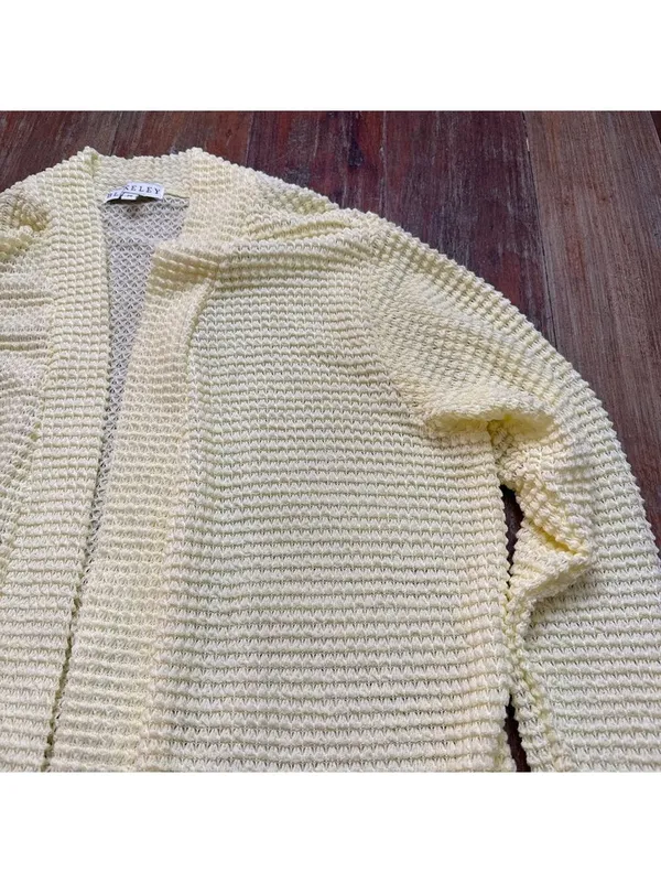 Blakeley Poppy Popcorn Knit Cardigan Pale Yellow Petite Small - Image 6