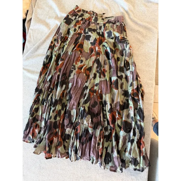 Dimri Abstract Print Pleated Maxi Skirt Womens Size M Elastic Waist Boho Gauze - Image 7